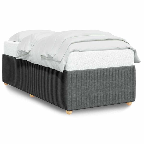 vidaXL Estructura de cama sin colch&oacute;n tela gris oscuro 90x200 cm