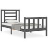 vidaXL Estructura de cama con cabecero madera maciza gris 100x200 cm