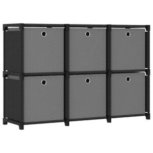 vidaXL Estanter&iacute;a de 6 cubos con cajas de tela negro 103x30x72,5 cm