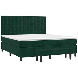 vidaXL Cama box spring con colch&oacute;n terciopelo verde oscuro 160x200 cm