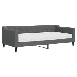 vidaXL Sof&aacute; cama con colch&oacute;n tela gris oscuro 90x200 cm