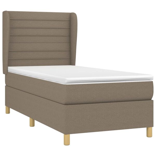 vidaXL Cama box spring con colch&oacute;n tela gris taupe 100x200 cm