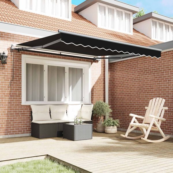 vidaXL Toldo Retr&aacute;ctil Negro 300 x 250 cm Tela y Aluminio