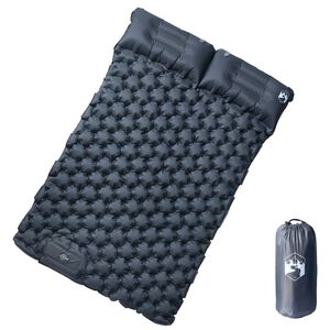 vidaXL Colch&oacute;n de camping autoinflable con almohadas 2 personas gris