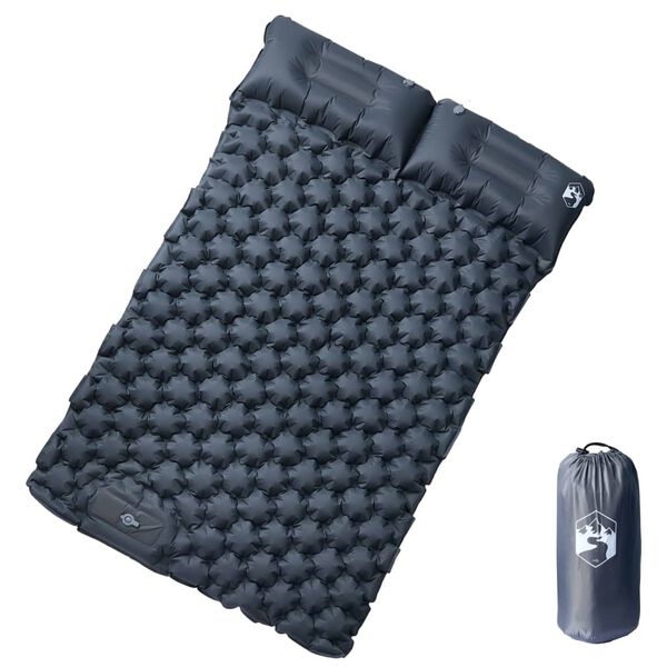 vidaXL Colch&oacute;n de camping autoinflable con almohadas 2 personas gris