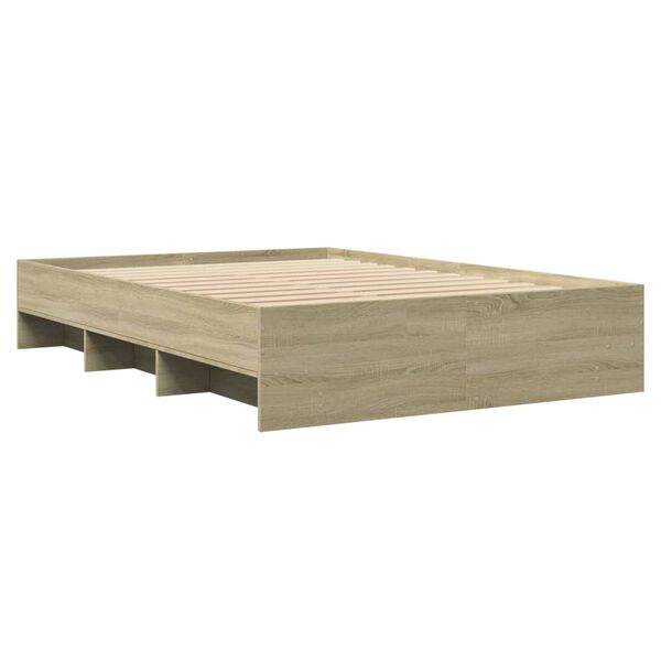 vidaXL Estructura de cama sin colch&oacute;n madera roble Sonoma 120x190 cm