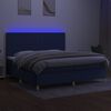 vidaXL Cama box spring colch&oacute;n y luces LED tela azul 200x200 cm