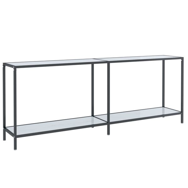 vidaXL Mesa consola vidrio templado blanco 200x35x75,5 cm