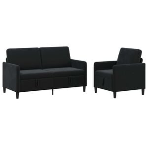 vidaXL Juego de Sof&aacute;s con Almacenamiento 2 uds. Negro Poli&eacute;ster