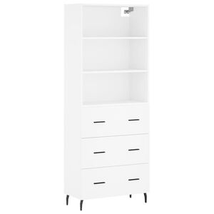 vidaXL Aparador alto madera contrachapada blanco 69,5x34x180 cm