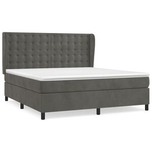 vidaXL Cama box spring con colch&oacute;n terciopelo gris oscuro 160x200 cm