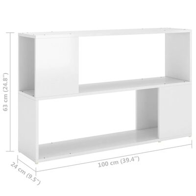 vidaXL Librería de madera contrachapada blanco brillante 100x24x63 cm