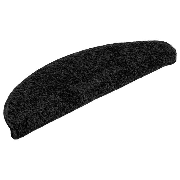 vidaXL Alfombrillas para escaleras 30 unidades 56x17x3 cm Negro Semicircular