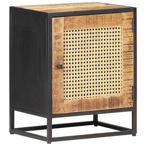 vidaXL Mesita de noche madera de mango rugosa ca&ntilde;a natural 40x30x50cm