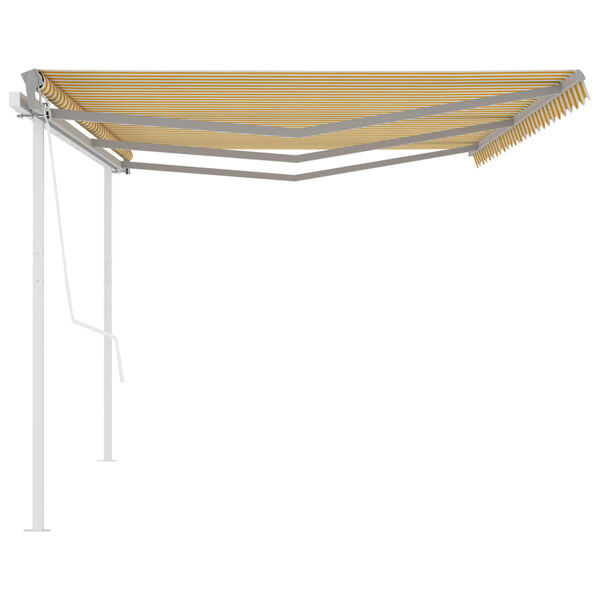 vidaXL Toldo retr&aacute;ctil autom&aacute;tico con postes amarillo y blanco 6x3,5 m