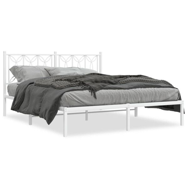 vidaXL Estructura cama sin colch&oacute;n con cabecero metal blanco 160x200cm