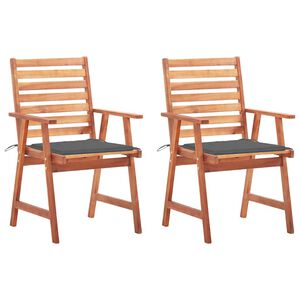 vidaXL Sillas comedor de jard&iacute;n y cojines 2 uds madera maciza acacia