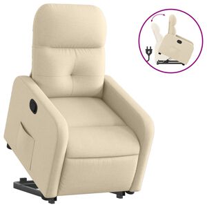 vidaXL Sill&oacute;n reclinable elevable de tela color crema