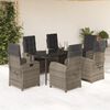 vidaXL Set comedor jard&iacute;n 7 pzas y cojines rat&aacute;n sint&eacute;tico gris