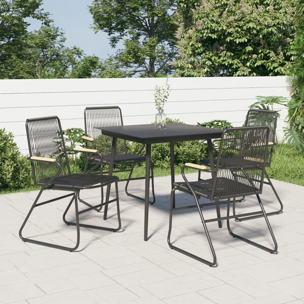 vidaXL Juego de comedor de jardín 5 piezas ratán PVC negro
