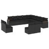 vidaXL Set de sof&aacute;s de jard&iacute;n y cojines 13 pzas rat&aacute;n sint&eacute;tico negro