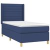 vidaXL Cama box spring colch&oacute;n y luces LED tela azul 90x200 cm