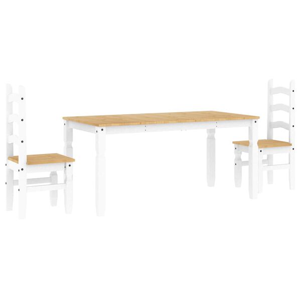 vidaXL Juego de comedor Panama 3 pzas madera maciza de pino blanco