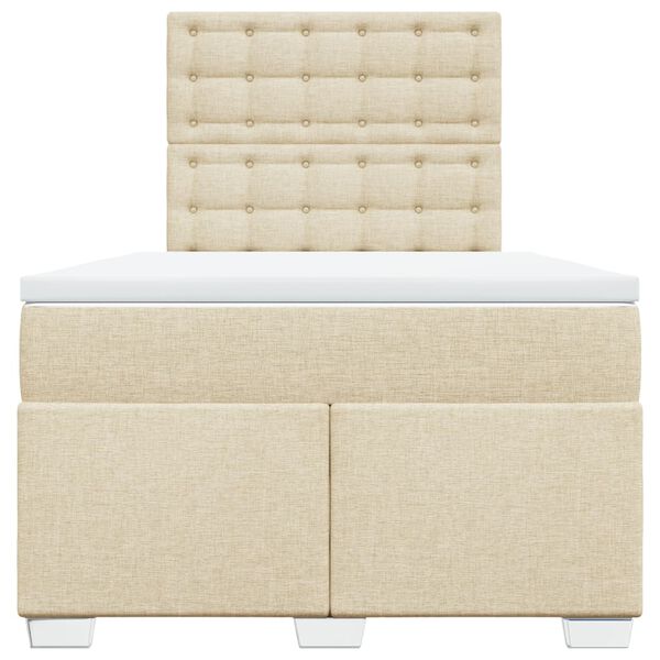 vidaXL Cama box spring con colch&oacute;n tela color crema 120x190 cm