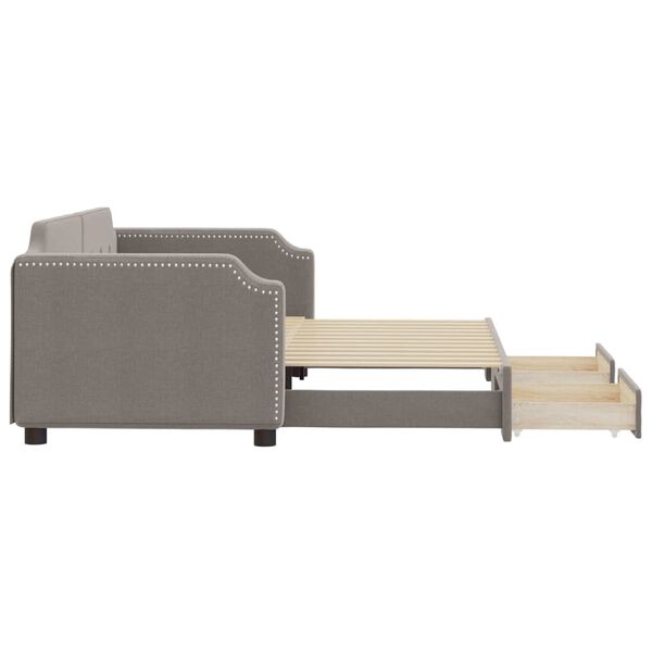vidaXL Sof&aacute; cama nido con cajones tela gris taupe 90x200 cm