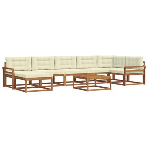 vidaXL Conjunto de sof&aacute;s de exterior con coj&iacute;n 8 pcs Natural y Crema