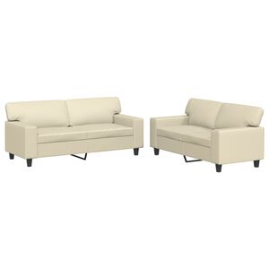 vidaXL Juego de sof&aacute;s 2 piezas cuero sint&eacute;tico color crema
