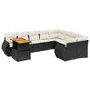vidaXL Set de sof&aacute;s de jard&iacute;n 10 pzas cojines rat&aacute;n sint&eacute;tico negro