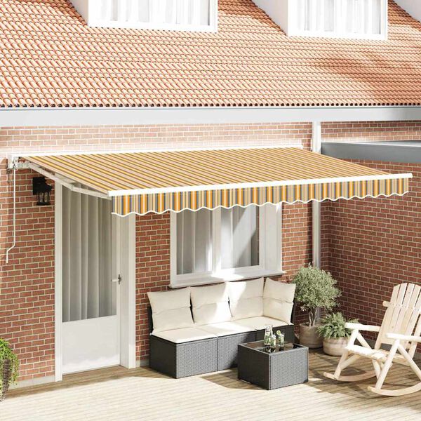 vidaXL Toldo Retr&aacute;ctil Amarillo y Gris 400 x 200 cm Poli&eacute;ster y metal