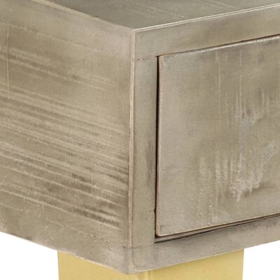 vidaXL Mesa consola de madera mango maciza gris y latón 110x35x76 cm