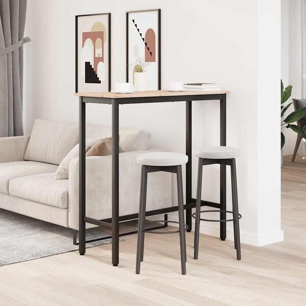 vidaXL Mesa Natural 100 x 40 x 101 cm Madera Ingenierizada y Acero