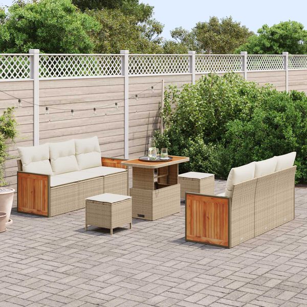 vidaXL Conjunto de sof&aacute;s de jard&iacute;n con coj&iacute;n 11 pcs Beige y Crema