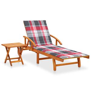 vidaXL Tumbona de jard&iacute;n con mesa y coj&iacute;n madera maciza de acacia
