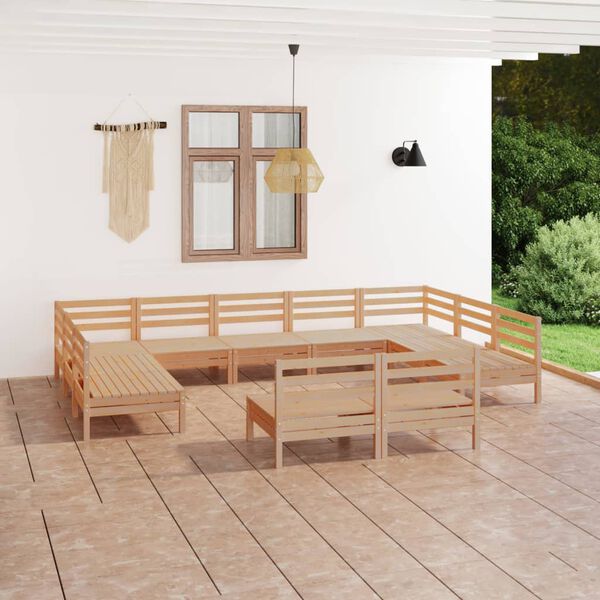 vidaXL Juego de muebles de jard&iacute;n 11 piezas madera maciza de pino