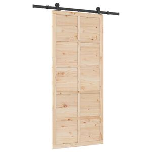 vidaXL Puerta Corredera Natural 80 x 208 cm Madera de Pino Maciza