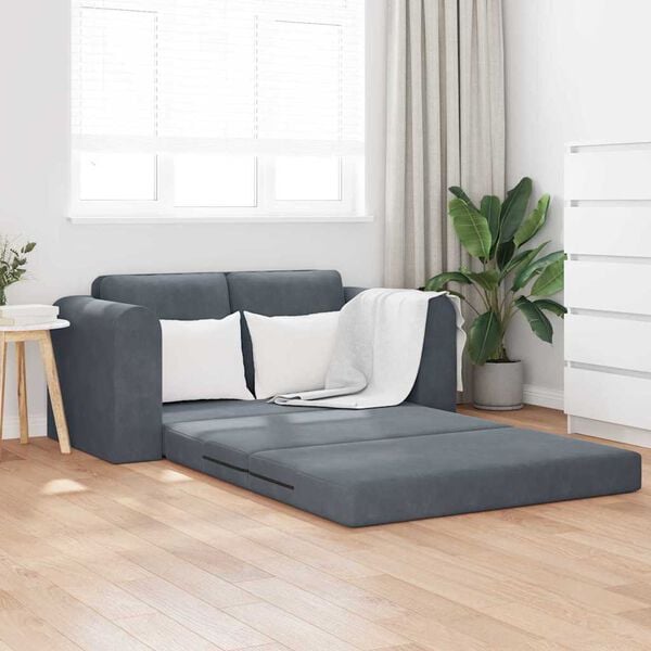 vidaXL Sofá cama Gris oscuro 148 x 71 x 83 cm Terciopelo