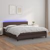 vidaXL Cama box spring colch&oacute;n y LED cuero sint&eacute;tico marr&oacute;n 160x200 cm