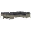 vidaXL Set de muebles de jard&iacute;n 9 pzas y cojines rat&aacute;n sint&eacute;tico gris