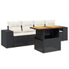 vidaXL Set de muebles de jard&iacute;n 5 pzas y cojines rat&aacute;n sint&eacute;tico negro
