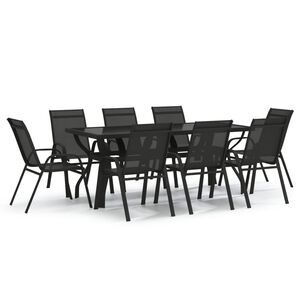 vidaXL Juego de comedor de jard&iacute;n 9 piezas negro
