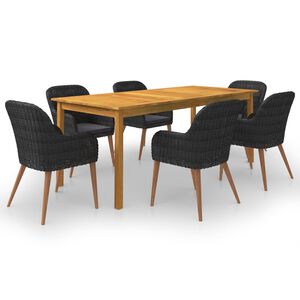 vidaXL Juego de comedor para jard&iacute;n de 7 piezas negro