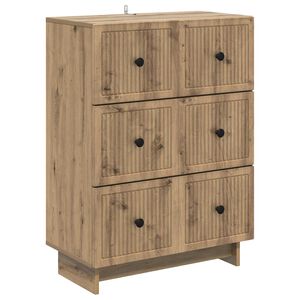 vidaXL Cajonera Roble Artesanal 66 x 34,5 x 90 cm Madera de Ingenier&iacute;a