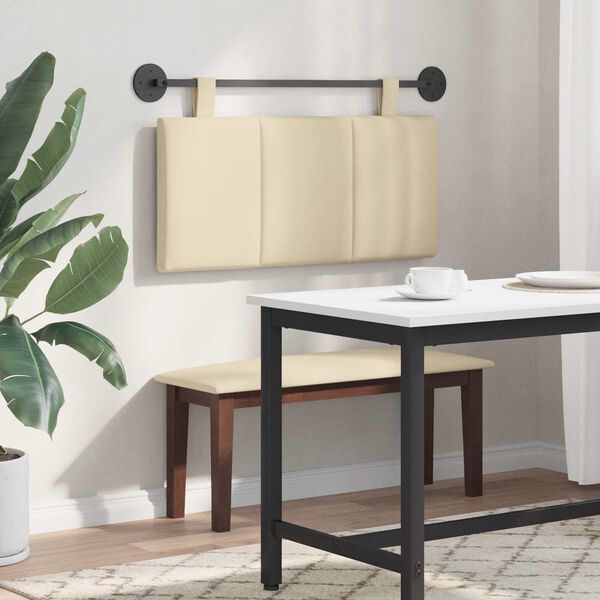 vidaXL Cabecera Colgante Montaje en la pared Crema 90 x 55 x 5 cm tela