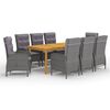 vidaXL Juego de comedor de jard&iacute;n 9 piezas gris