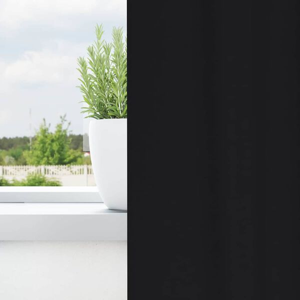 vidaXL Cortinas Opacas con Anillas 2 pcs Negro 245 x 140 cm Poli&eacute;ster