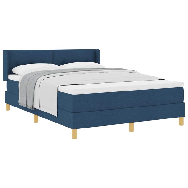vidaXL Cama tipo Box Spring con colch&oacute;n Azul 190 x 140 cm tela